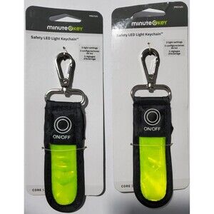 Lot of (2) - Minute Key Safety LED Light Keychains W/ 3 Light Settings - NEW
